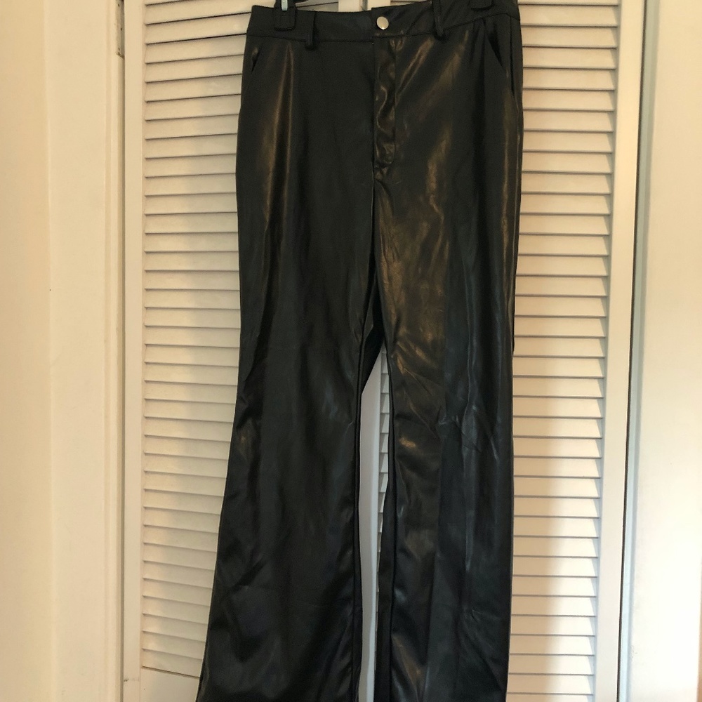 Faux leather flare pants